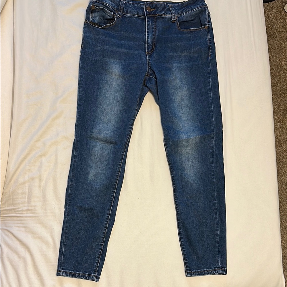 Tahari Blue Skinny Jeans with Modern Tapered Fit